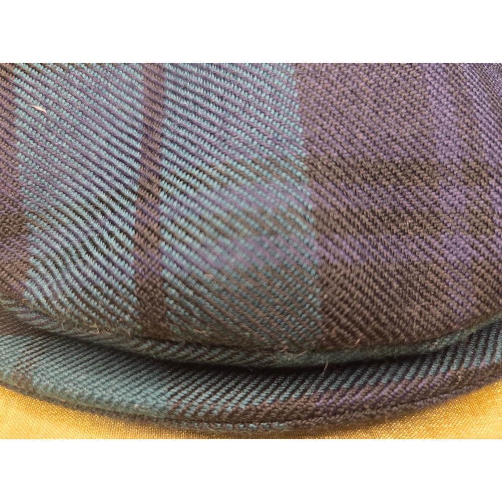 Vtg Hanna Hats of Donegal Black Watch Tartan Plaid Flat Cap Size M Wool Ireland